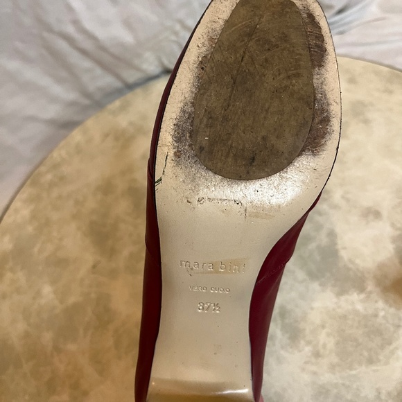 Red Leather Loafer Heels - Picture 5 of 5